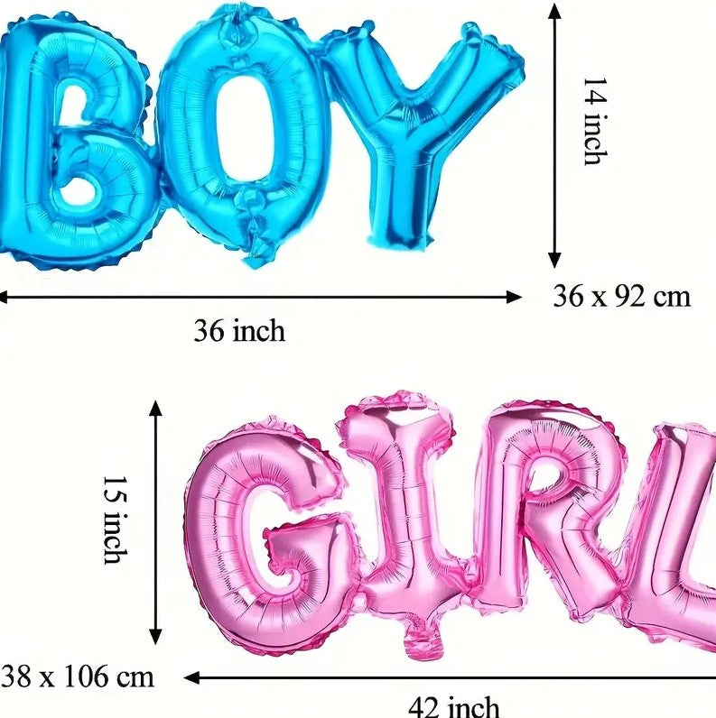 2pcs 36in Boy & Girl Balloons for Gender Reveal  Party