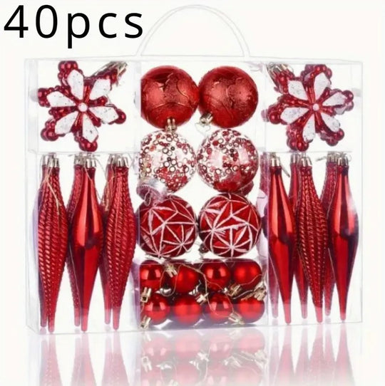 40 PCS Christmas Tree Assorted Ornament Set