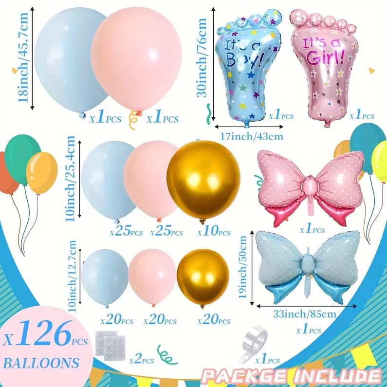 126pcs Balloon Garland Arch for Gender Reveal party