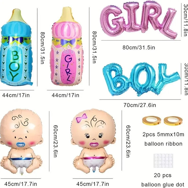 6PCS Balloons Boy & Girl Gender Reveal Party Decoration