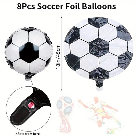 8pcs, Soccer Party Balloons, 18inch