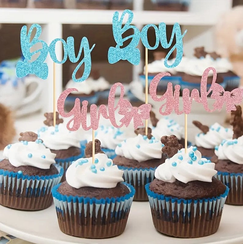 24pcs Cupcake Toppers for Gender Reveal Party