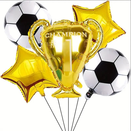 5pcs Trophy Shaped Soccer Party Balloons Set