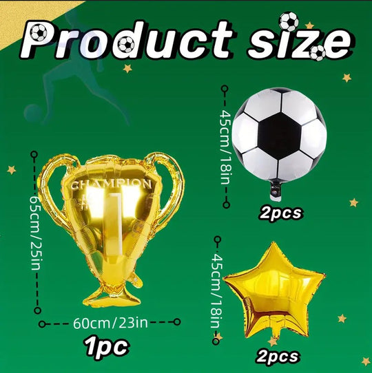 5pcs Trophy Shaped Soccer Party Balloons Set