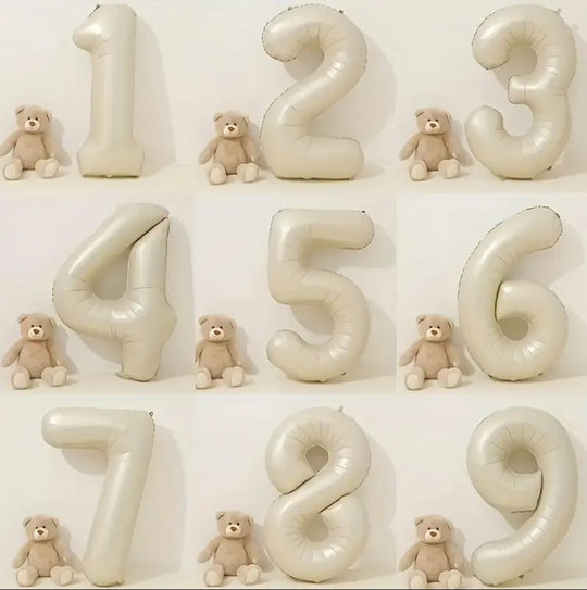 1 Pack Beige Caramel Number Balloon for Birthday, Baby Shower Decor