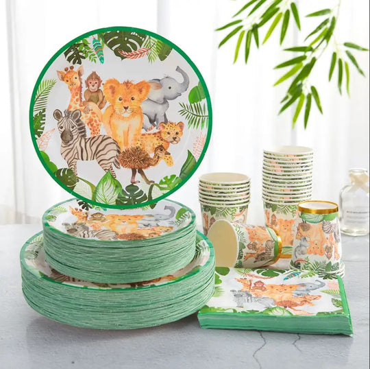 Jungle-Themed Party Birthday Set 96Pcs