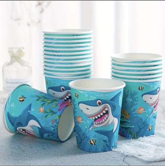 20pcs Paper Party Cups Shark