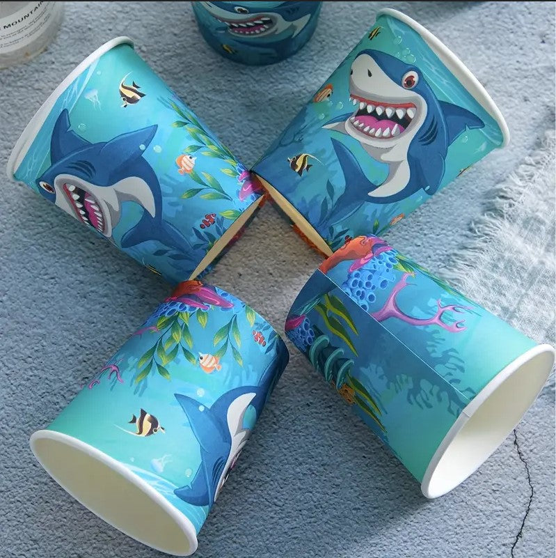 20pcs Paper Party Cups Shark