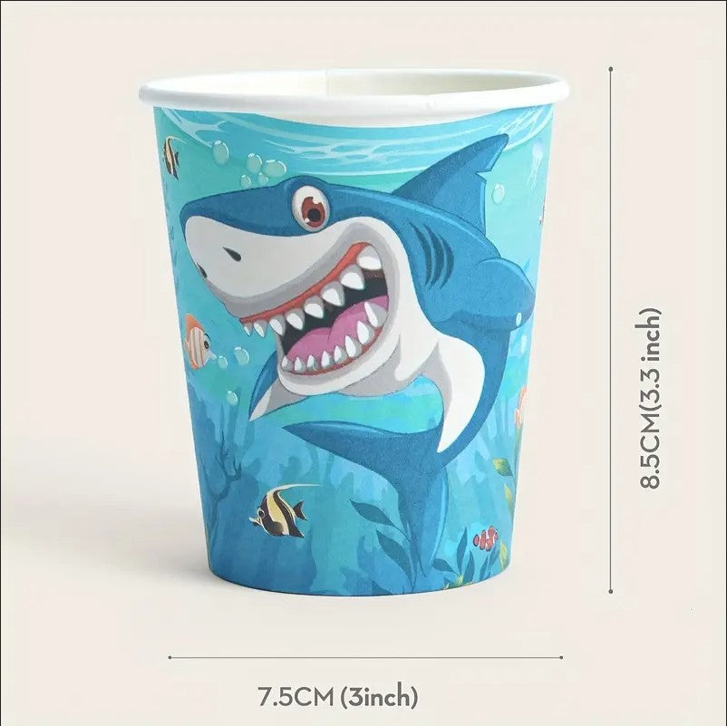 20pcs Paper Party Cups Shark