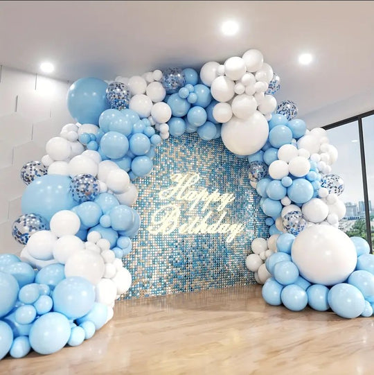 146pcs Blue And White Balloon Arch Set