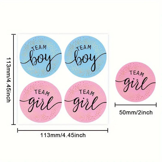 60 PCS Team Stickers Boy & Girl - for Gender Reveal Party