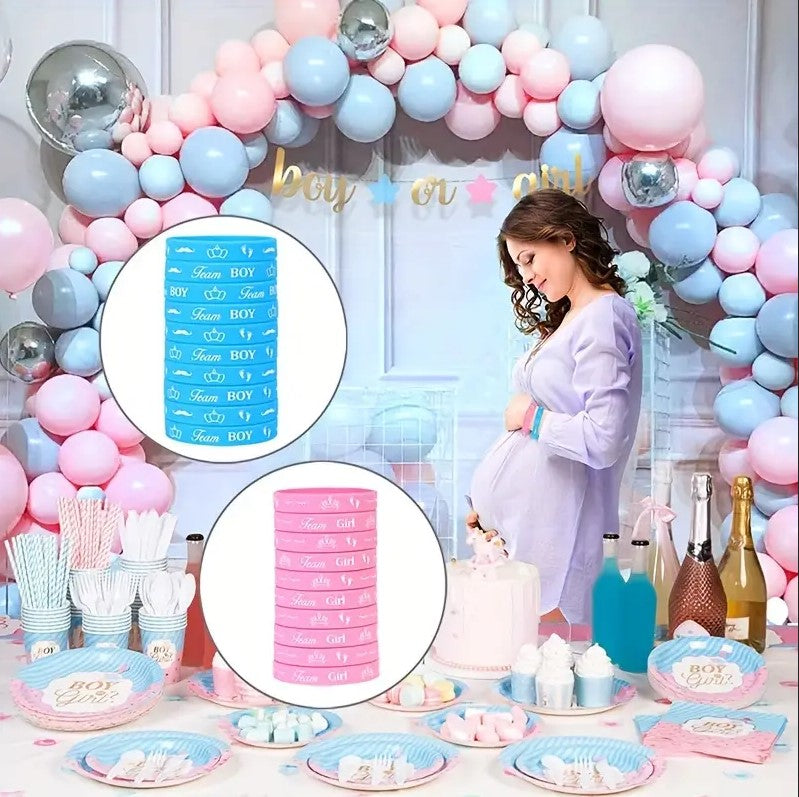 36 Pack Bracelets Team Boy & Team Girl for Gender Reveal Party