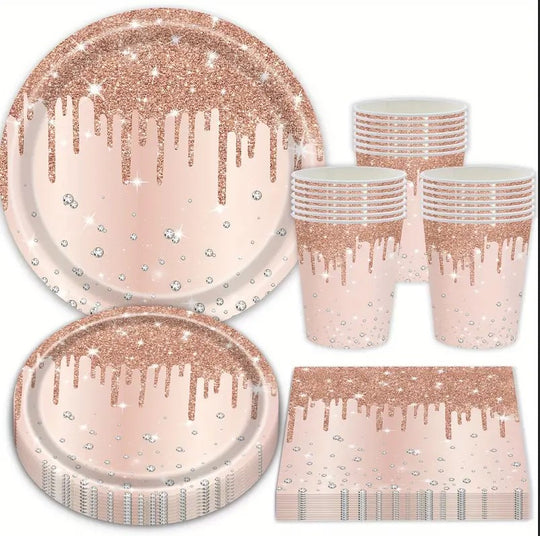 80pcs Rose Golden Party Supplies