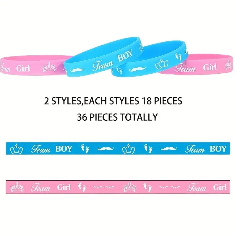 36 Pack Bracelets Team Boy & Team Girl for Gender Reveal Party