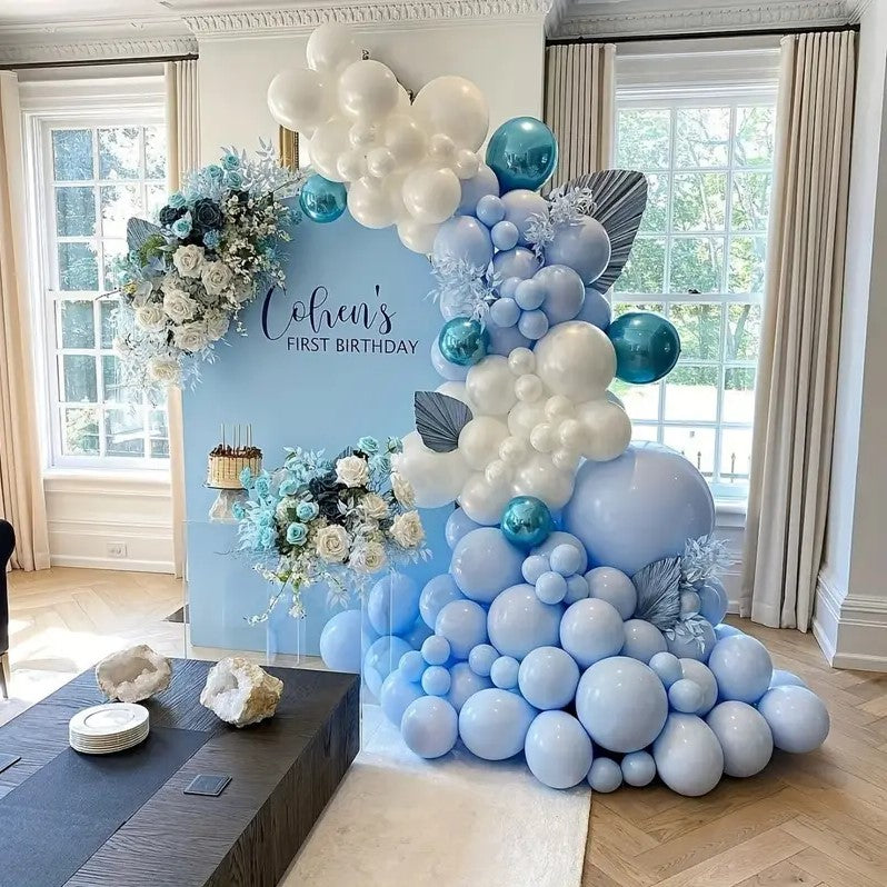 146pcs Blue And White Balloon Arch Set