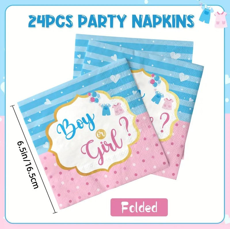 24pcs  Party Napkins "Boy or Girl" for Gender Reveal Party