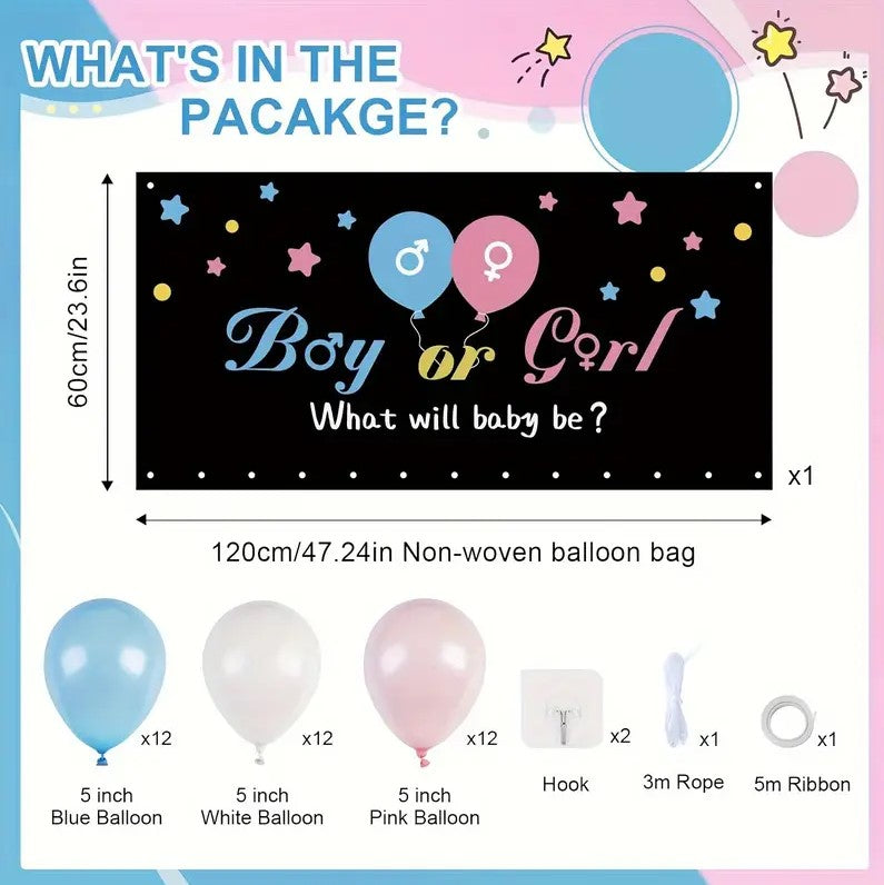 1PC Gender Reveal Balloon Drop Bag Boy Or Girl