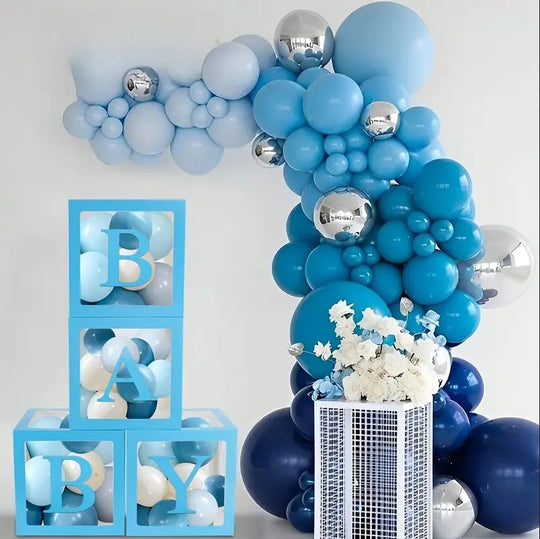 Blue Transparent Box set of 4 With Letters