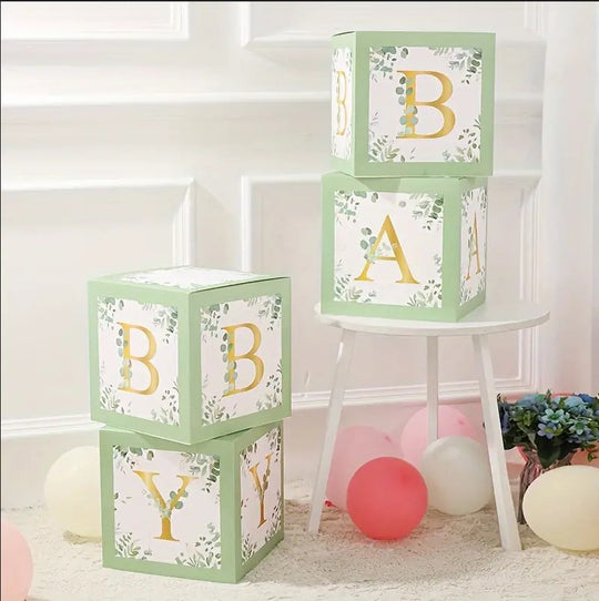 Olive Green Transparent Box set of 4 for With Letters