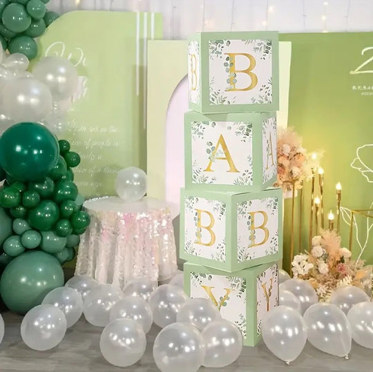 Olive Green Transparent Box set of 4 for With Letters