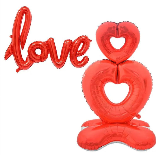 2 Pack  Red Heart + "Love" Balloons for Valentine's Day