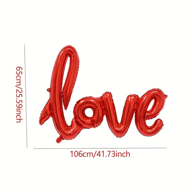 2 Pack  Red Heart + "Love" Balloons for Valentine's Day