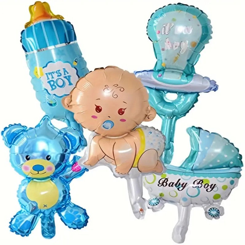 5pcs Boy Or Girl Foil Balloon Set for Baby Shower, Gender Reveal Party