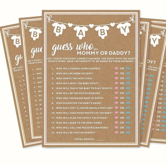 40Pcs Paper Guess Who Game Cards for Baby Shower, Gender Reveal Party