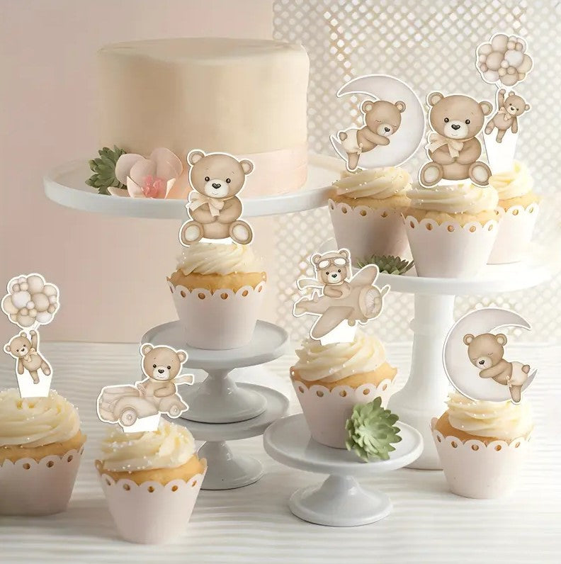 48pcs Bear Cupcake Toppers