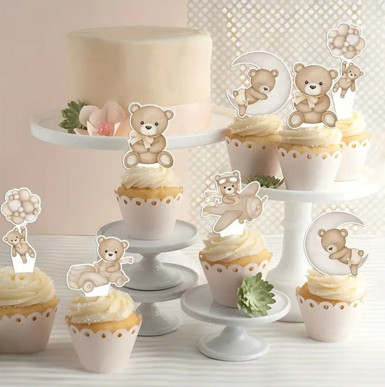 48pcs Bear Cupcake Toppers