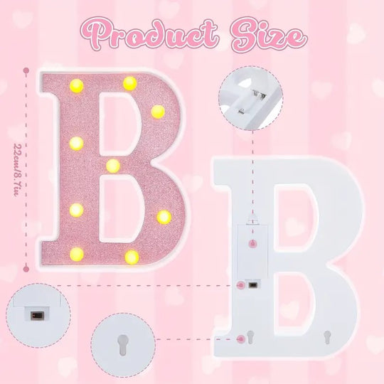 Set of 8 Pink Girl Baby LED Light Letters