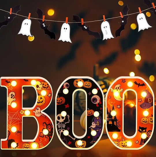 3pcs Halloween 'Boo' Light-Up Letters Decor