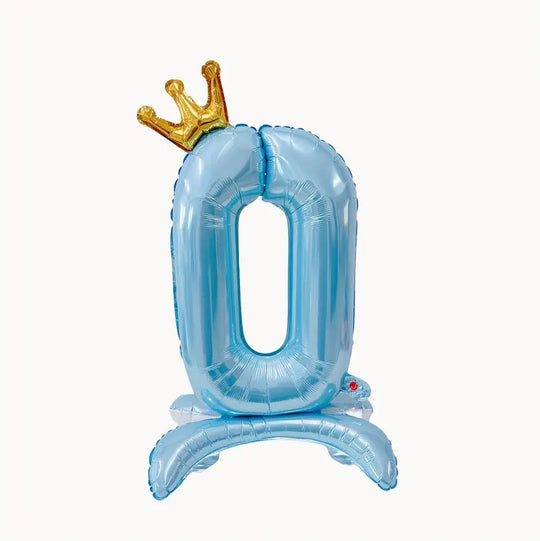 1PC Blue Crown Foil Number Balloon 32" for Birthday, Anniversary