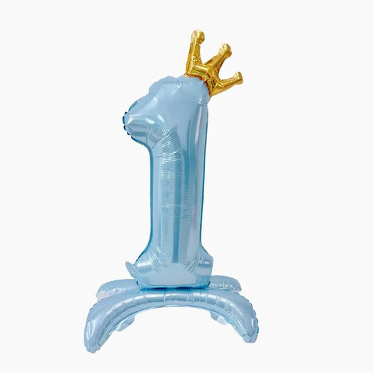 1PC Blue Crown Foil Number Balloon 32" for Birthday, Anniversary