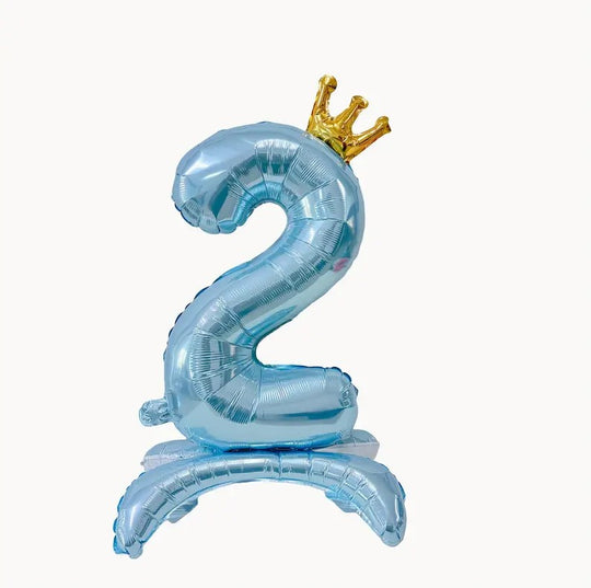 1PC Blue Crown Foil Number Balloon 32" for Birthday, Anniversary