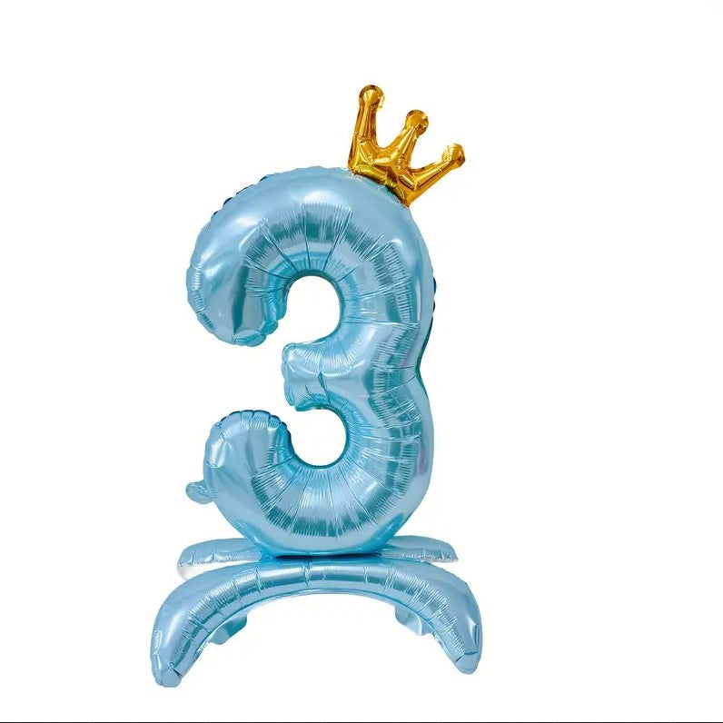 1PC Blue Crown Foil Number Balloon 32" for Birthday, Anniversary