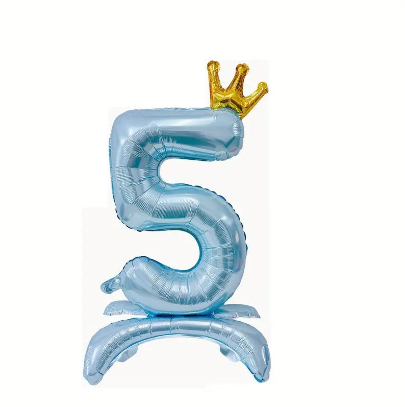 1PC Blue Crown Foil Number Balloon 32" for Birthday, Anniversary
