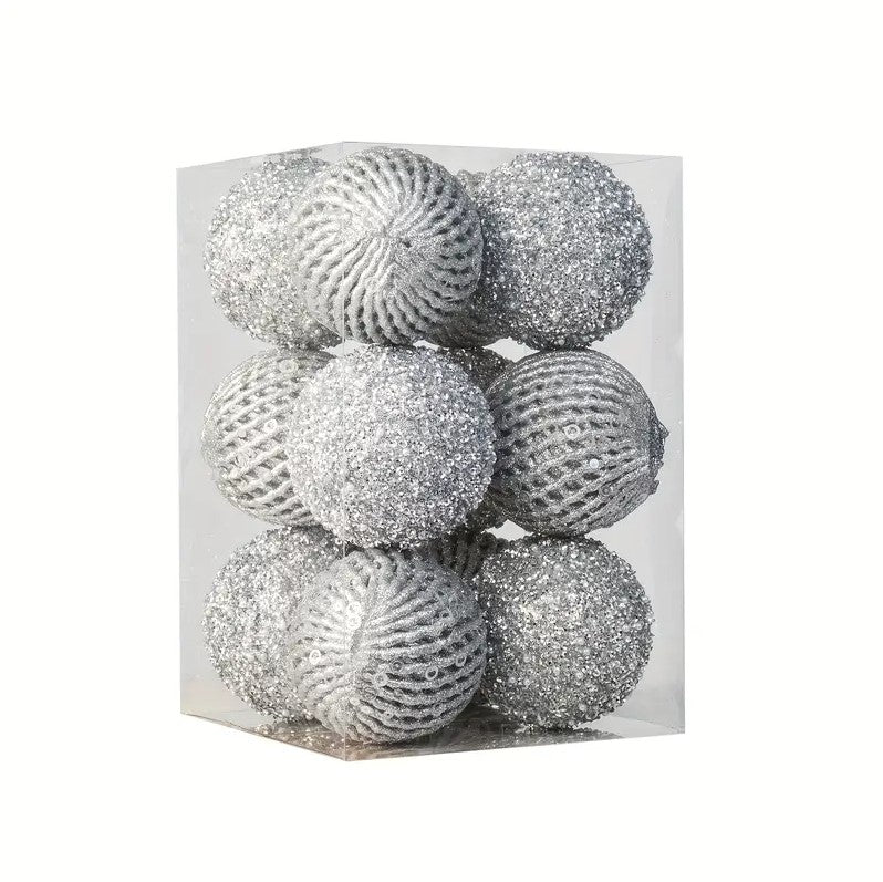 12 Pcs Glittering Sequined Foam Christmas Ball Ornaments