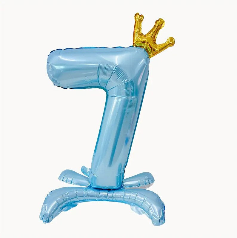 1PC Blue Crown Foil Number Balloon 32