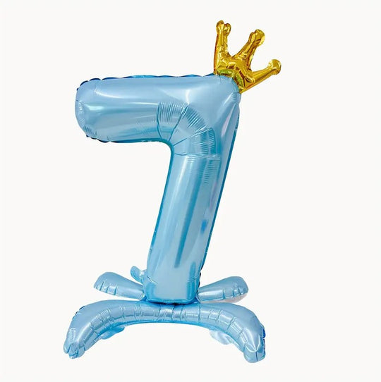 1PC Blue Crown Foil Number Balloon 32" for Birthday, Anniversary