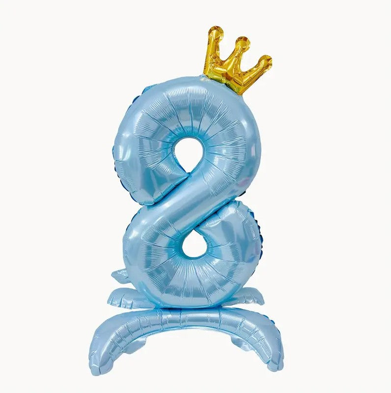 1PC Blue Crown Foil Number Balloon 32" for Birthday, Anniversary