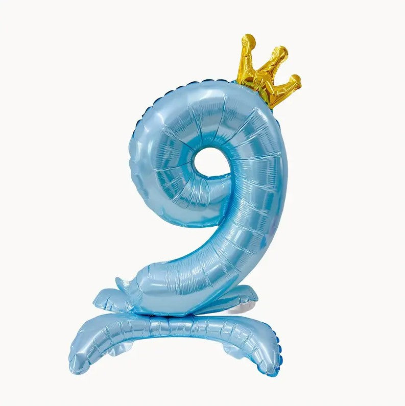 1PC Blue Crown Foil Number Balloon 32" for Birthday, Anniversary