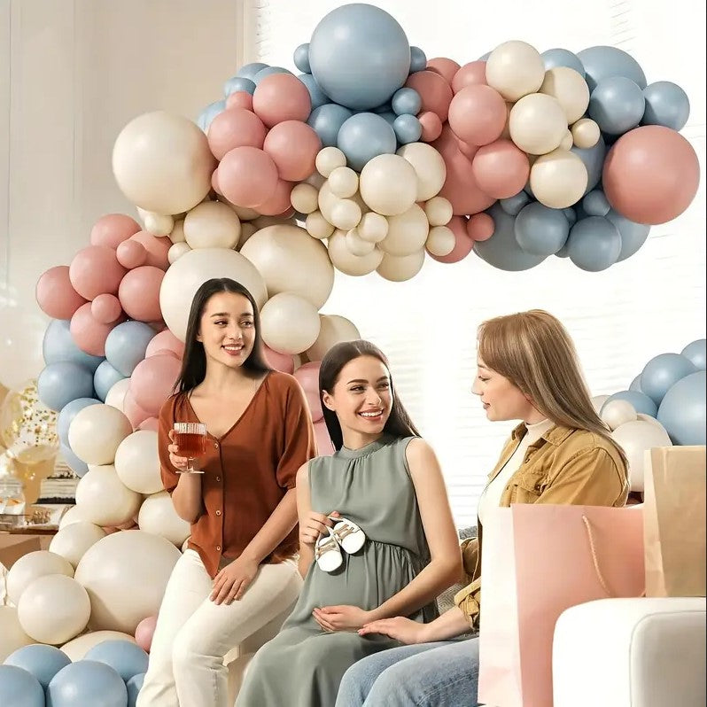 130pcs Pastel Pink, Blue & Ivory Latex Balloon Arch Kit for Gender Reveal Party