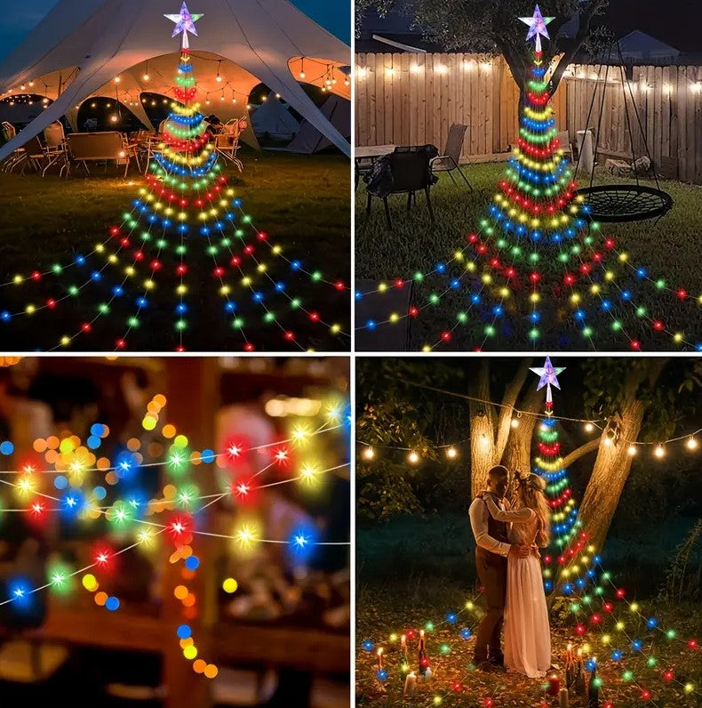 1pc Christmas Tree Lights, Solar Outdoor Light Decor 200LEDS