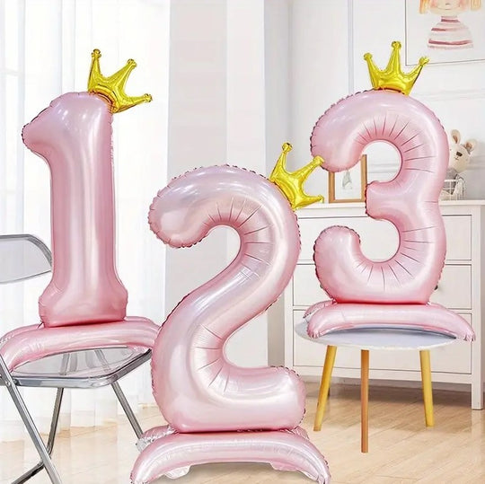 1 PC Pink Crown Number Balloon 42" for Birthday, Anniversary