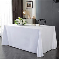 1pcs White Polyester Tablecloth 180 x 140 cm