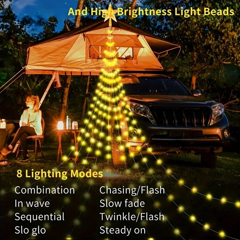 1pc Christmas Tree Lights, Solar Outdoor Light Decor 200LEDS