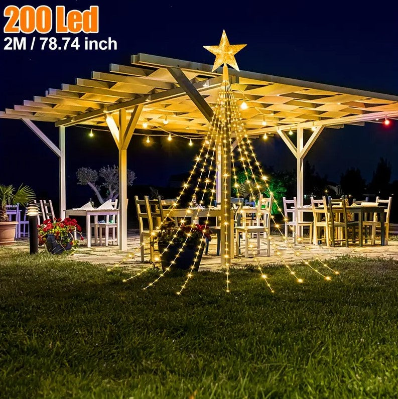 1pc Christmas Tree Lights, Solar Outdoor Light Decor 200LEDS