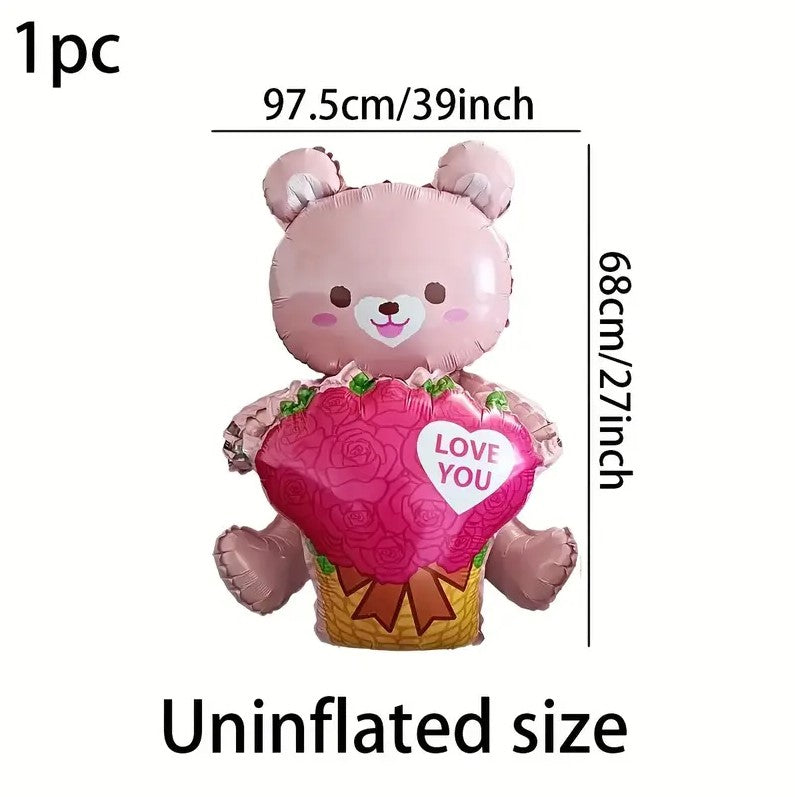 1PC Bear Bouquet Balloon 38" Perfect for Valentine's Day Decor