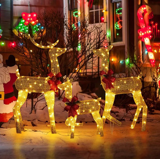 3pcs Reindeer Family Christmas Lights Set